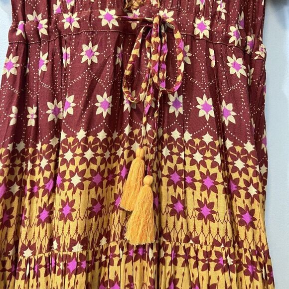 Free People Womens Rare Feelings Maxi Dress Size Orange Floral Boho Lined - Picture 8 of 8
